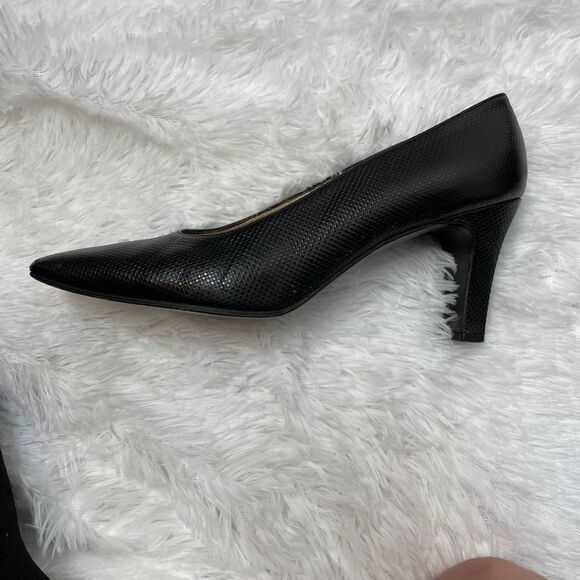 Stuart Weitzman black pump heel pebbled leather 7 - Picture 7 of 12